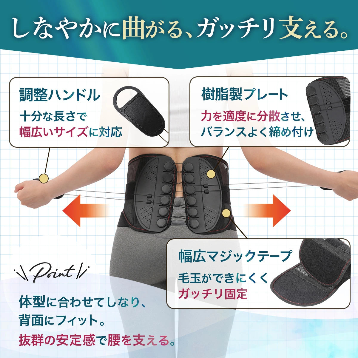 腰痛対策サポートベルト【強力固定・快適設計】